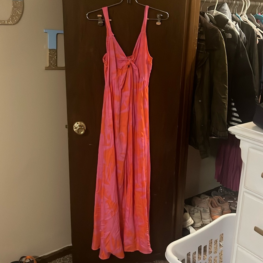 Orange and purple maxi sundress